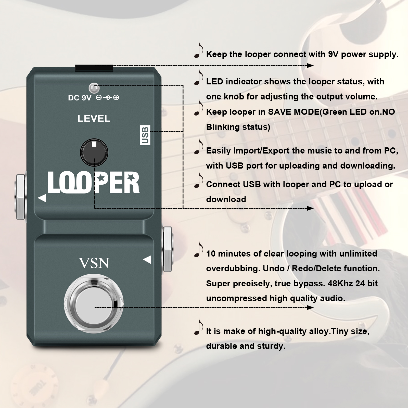 VSN Guitar Looper Pedal Digita - Looper Pedal Guitar reseña y precio