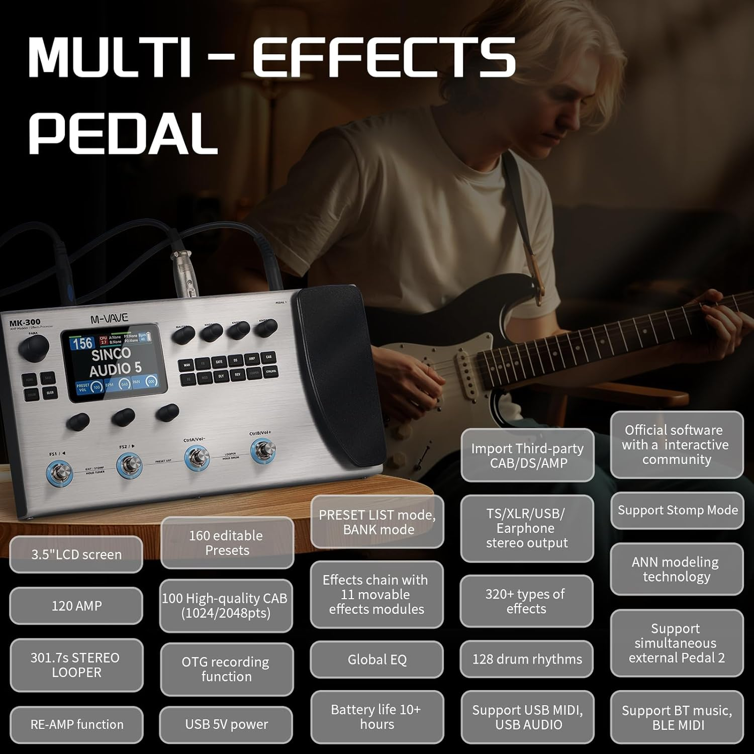 M-VAVE MK-300 Multi-Function G - Looper Pedal Guitar reseña y precio