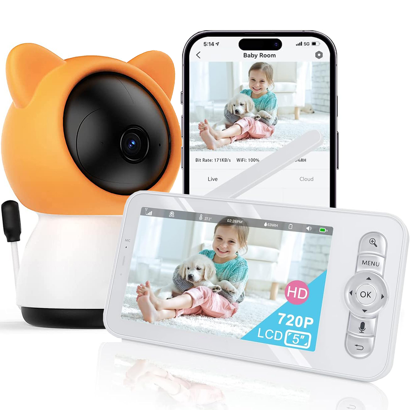 2K/3MP 5-inch Wireless Baby Mo - Audio Music Track reseña y precio