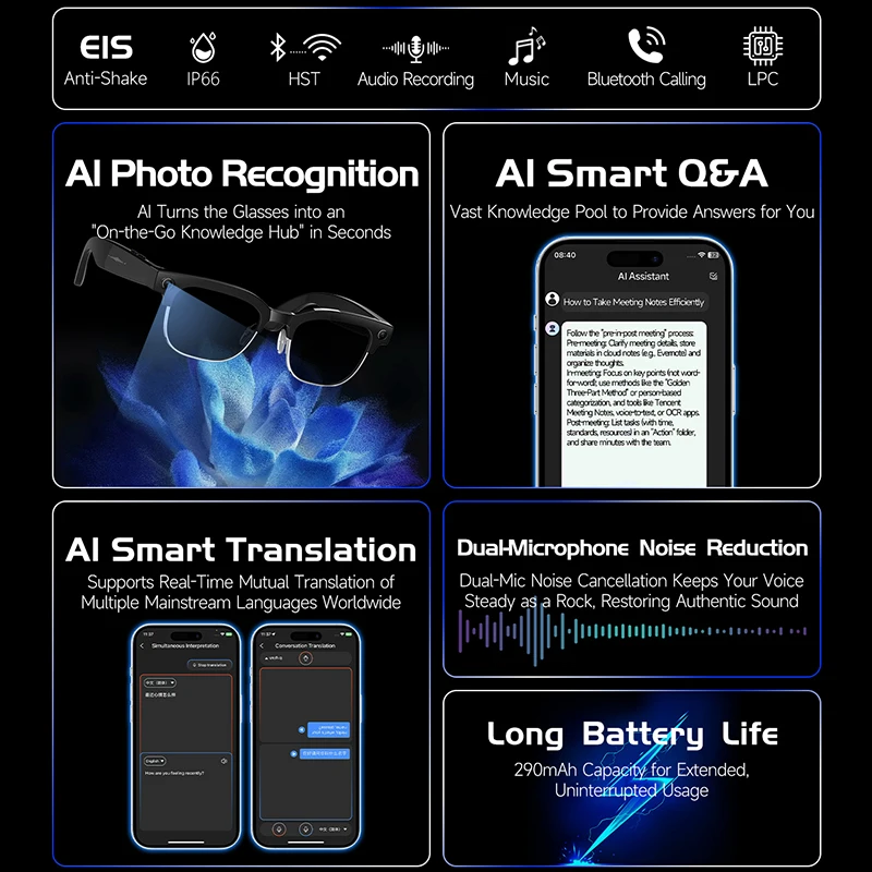 Smart Camera Glasses Photo and - Audio Music To Video reseña y precio