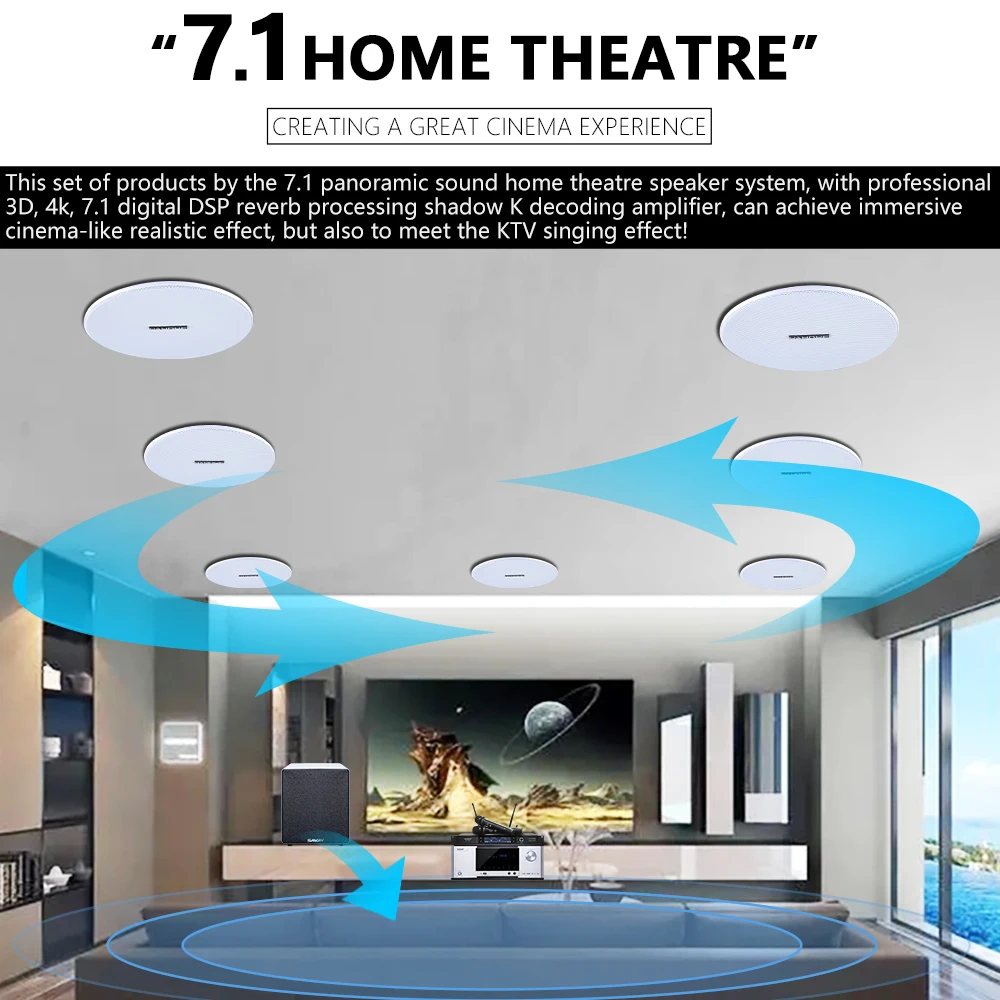 7.1 Home Theater Ceiling Speak - Audio Music Background Free reseña y precio