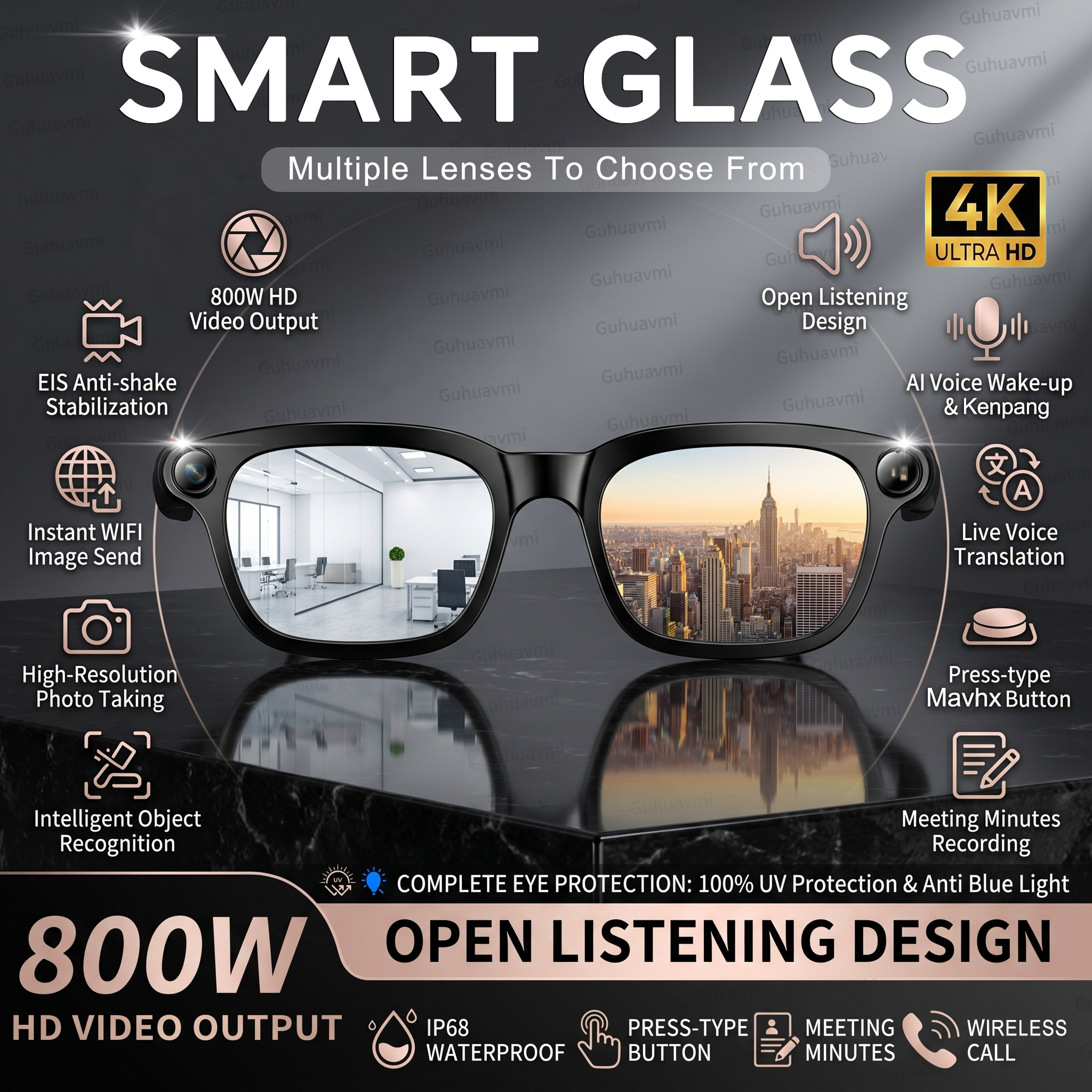 New Smart AI Glasses with 800W - Audio Music To Video reseña y precio