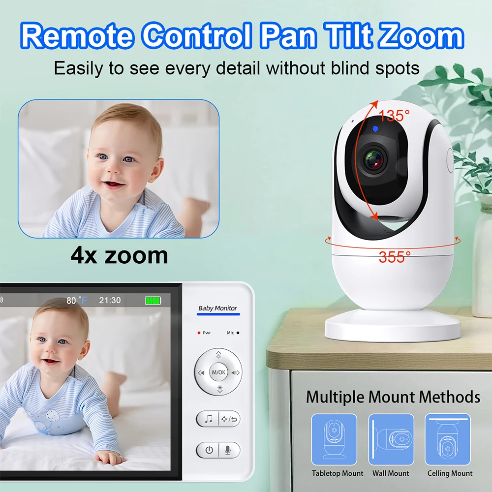 No WiFi 7 Inch Baby Monitor 2- - Audio Music To Video reseña y precio