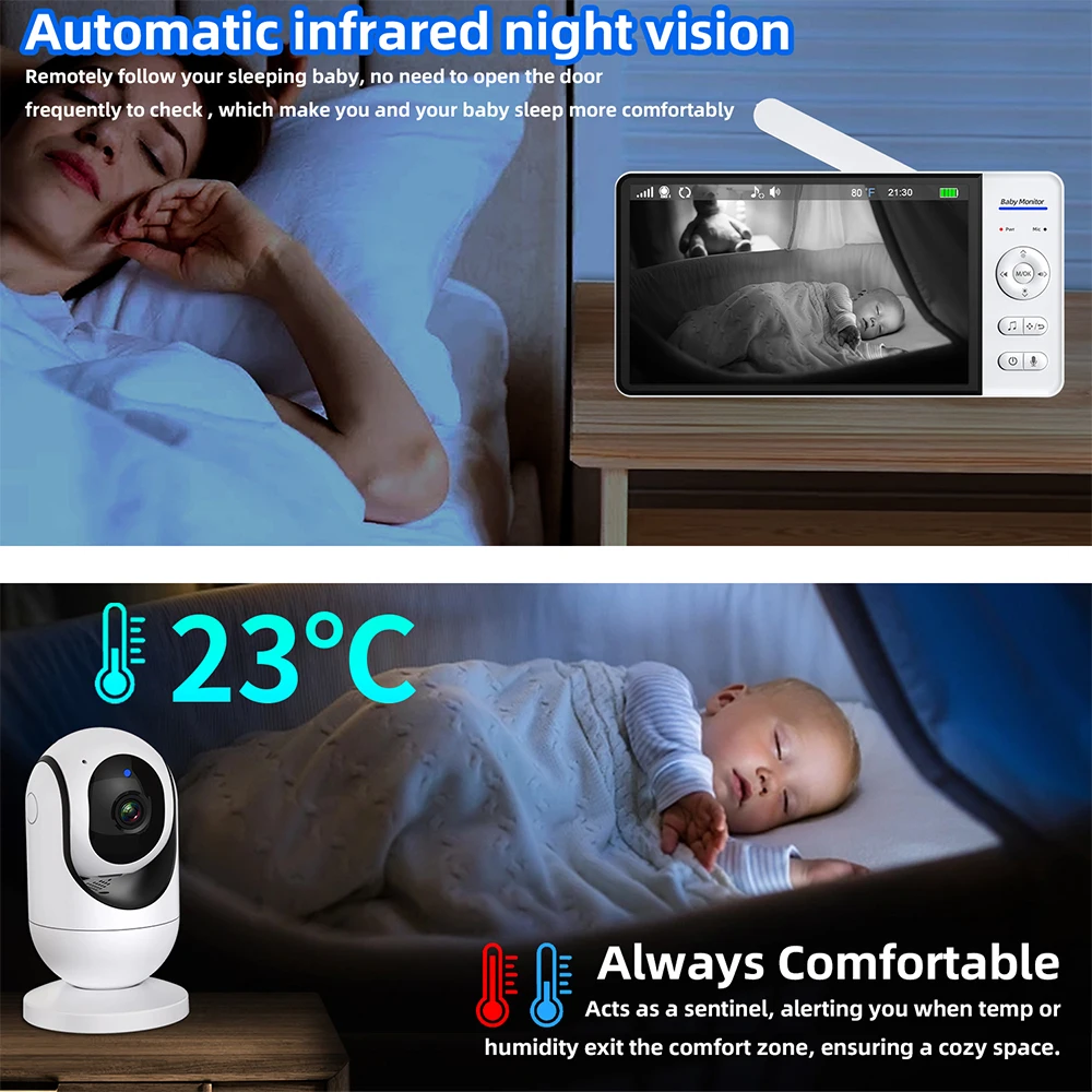 No WiFi 7 Inch Baby Monitor 2- - Audio Music To Video reseña y precio