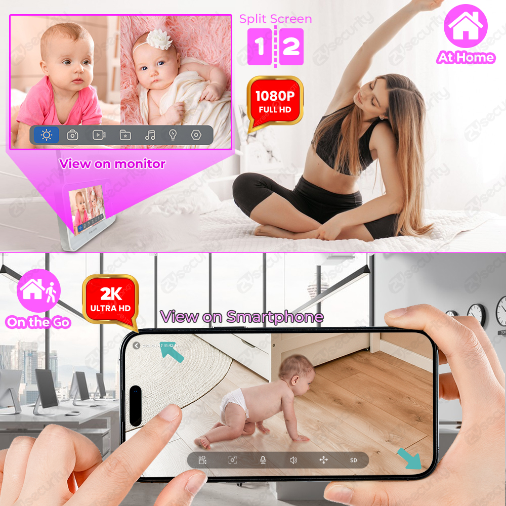 2K 3MP Two Camera WiFi Baby Mo - Audio Music Track reseña y precio
