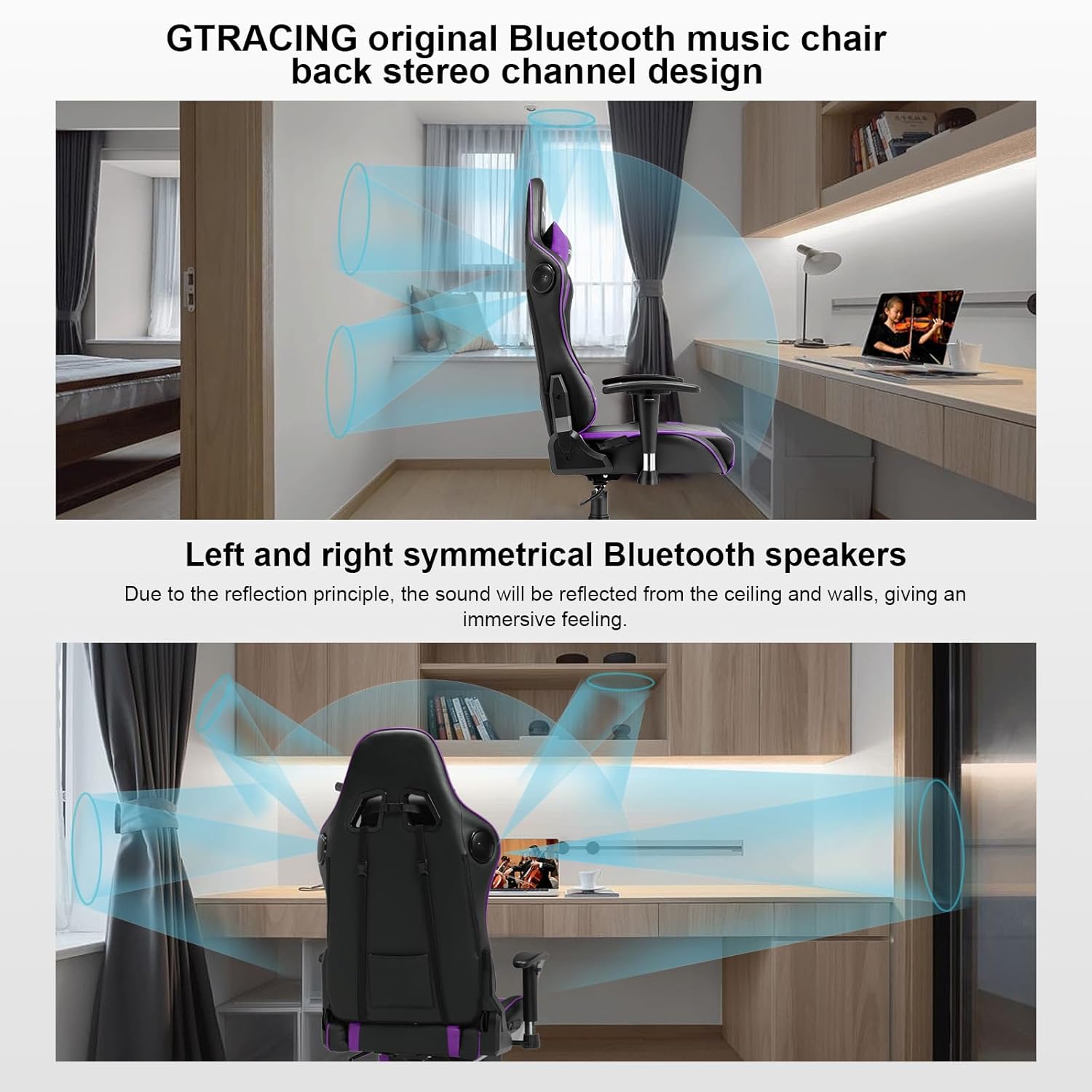 Gaming Chair with Speakers Blu - Audio Music Game reseña y precio