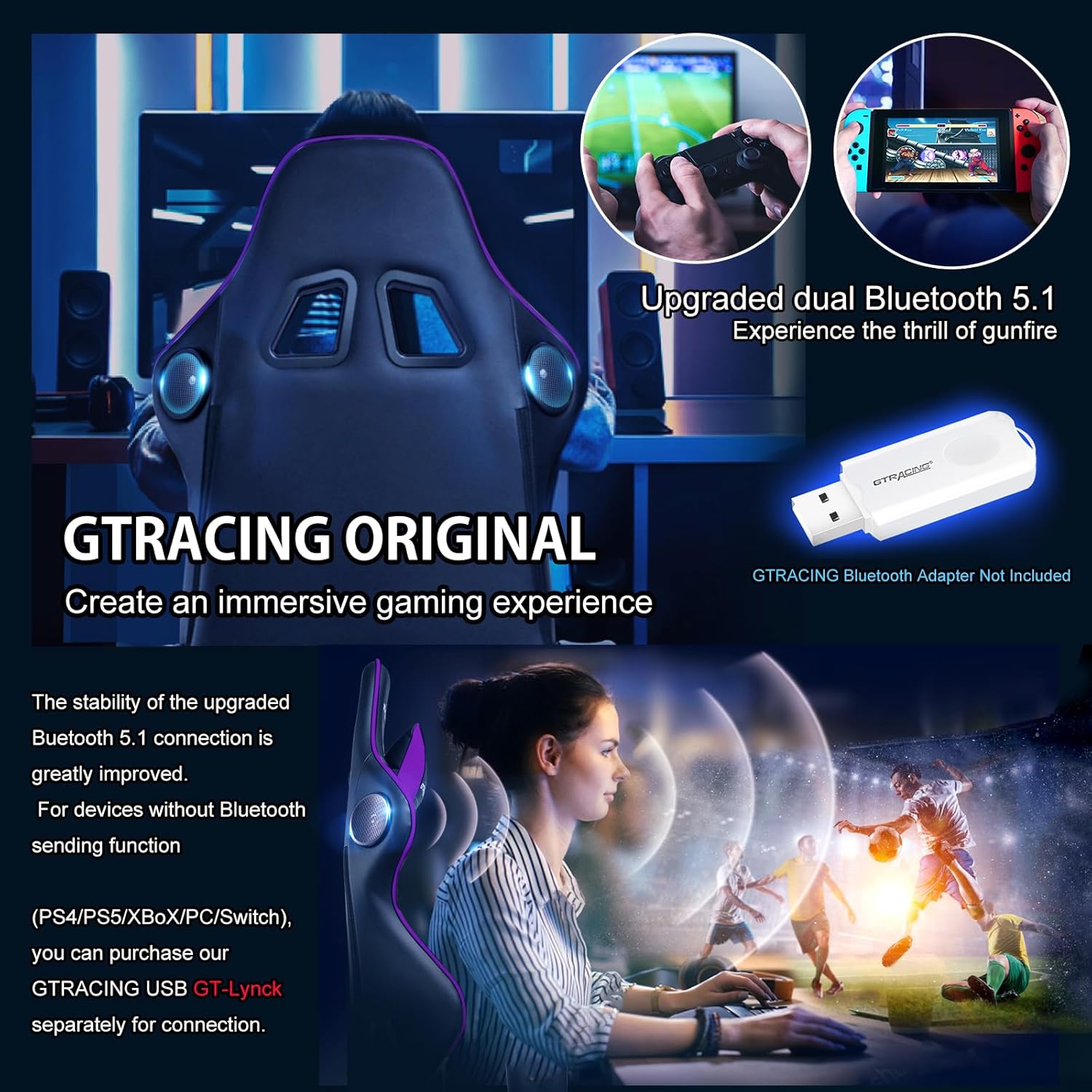 Gaming Chair with Speakers Blu - Audio Music Game reseña y precio