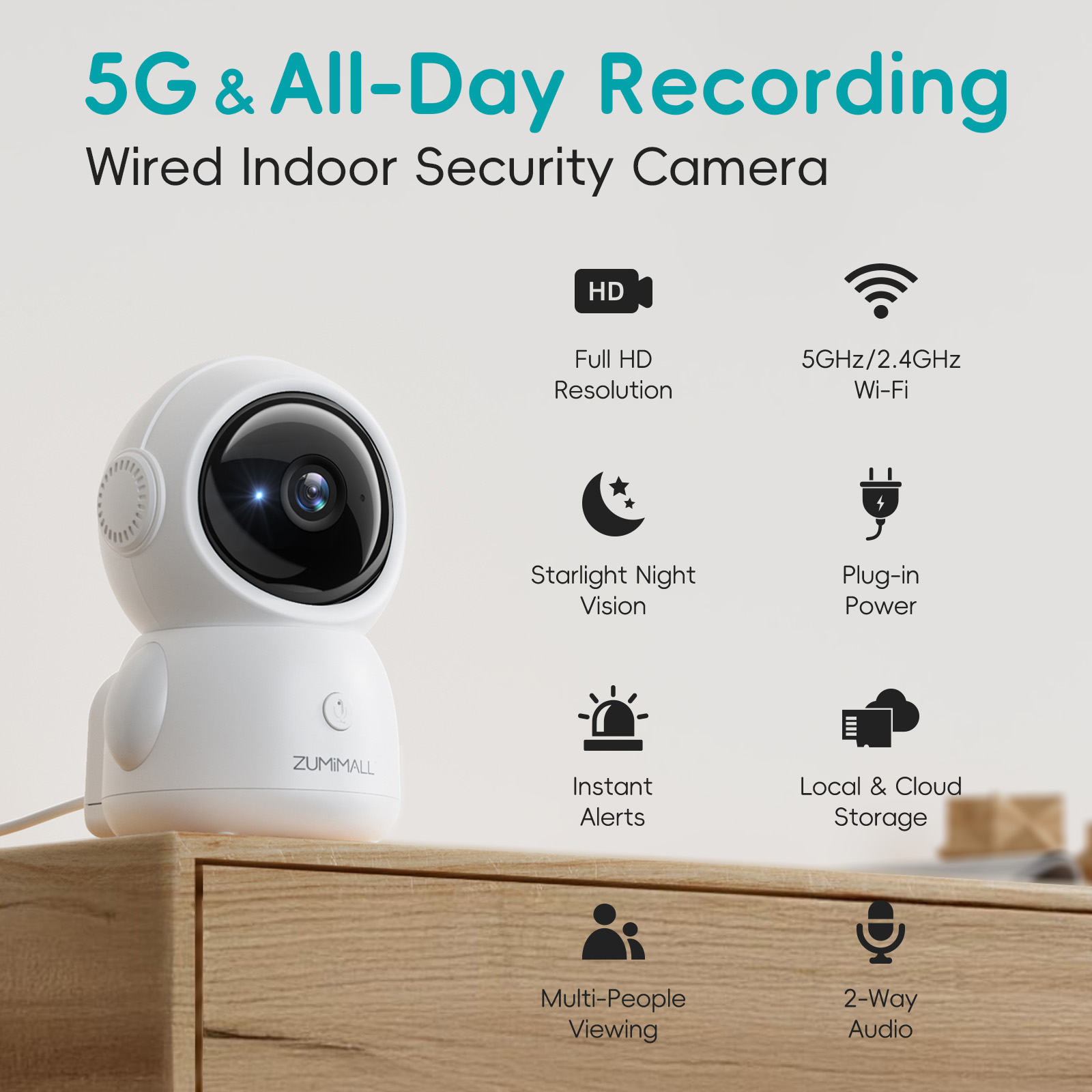 ZUMIMALL Wired security Camera - Audio Music Track reseña y precio